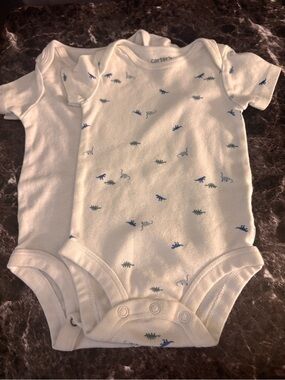 Carter's White Baby One-Piece Bodysuits with Blue and Green Dino Print